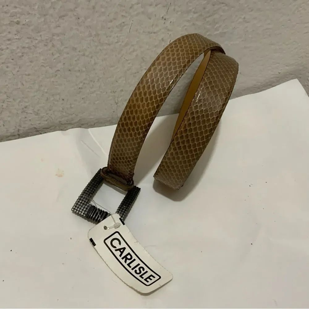 New CARLISLE~ Women's Genuine Lizard Leather Belt ~beige Size M USA